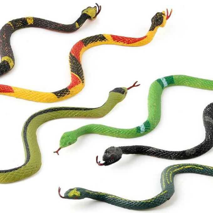 6p S Rubber Snake Toys For Kids Garden De Oration Tri Ky Toys Edu Ational Tool-multicolor-21*24cm
