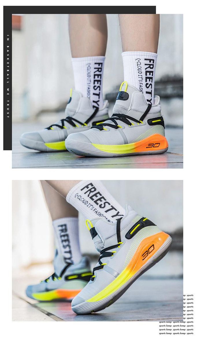 Men's Basketball Shoes High Top Breathable Sneakers Color