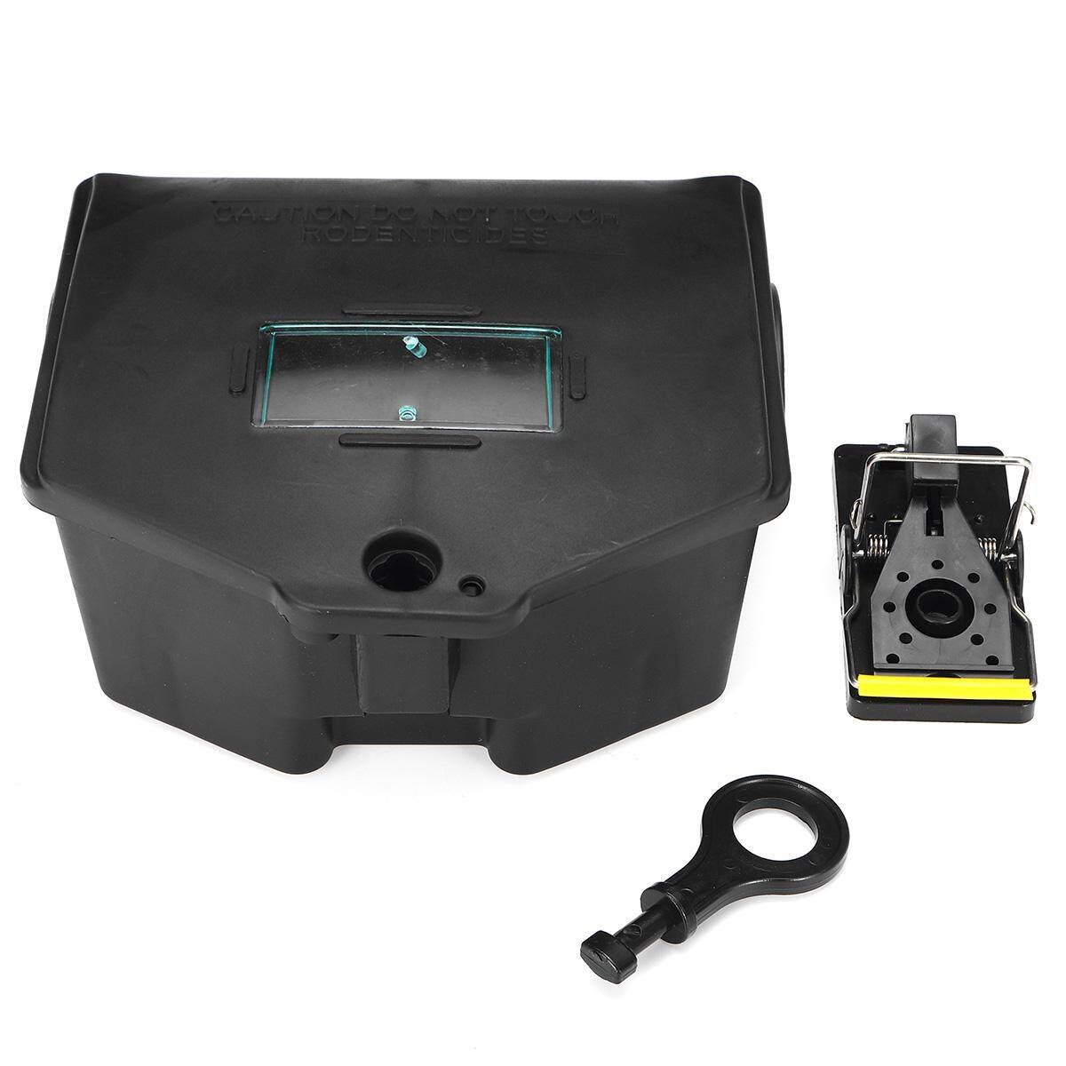 2PCS Professional Rodent Bait Block Station Box Case Trap & Key For Rat Mouse