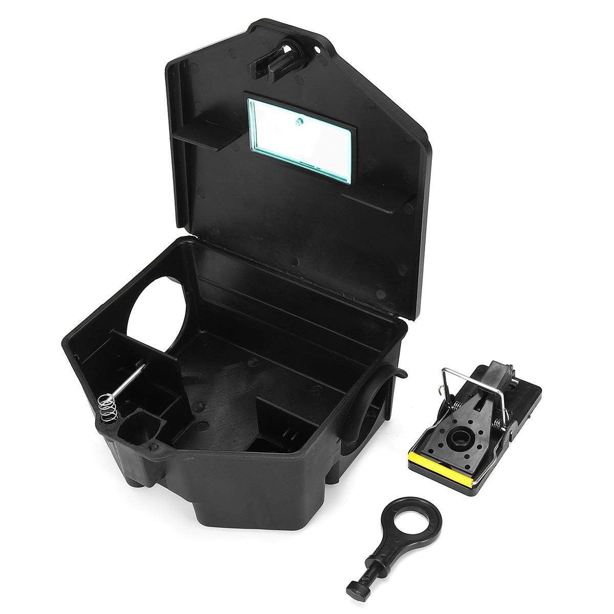 2PCS Professional Rodent Bait Block Station Box Case Trap & Key For Rat Mouse
