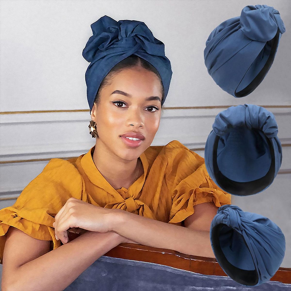 Trendy Hair Accessory for Women Retro Chic Headwrap Soft Breathable Royal Blue