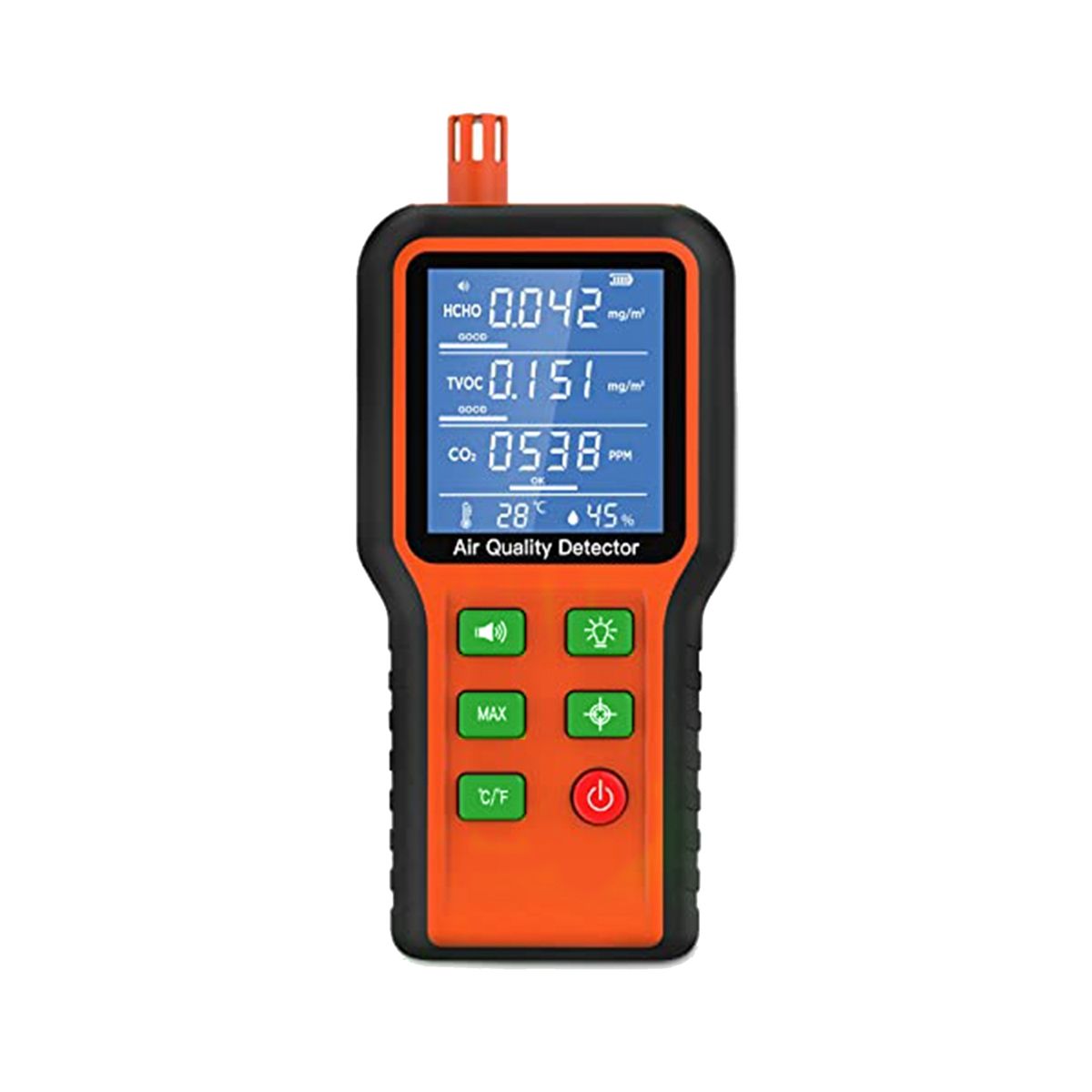 Air Quality Monitor Indoor 5-In-1 Air Quality Tester, Air Quality Meter Test Kit for House CO2, TVOC, HCHO, Humidity