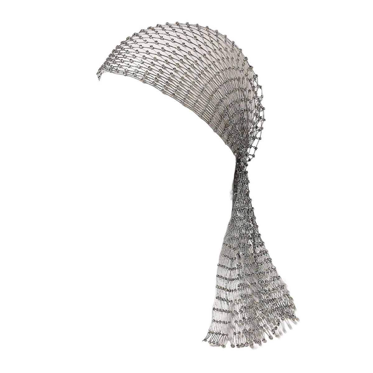 Adjustable Hair Tie Sparkling Rhinestone Elastic Snood Scarf for Prom Silver