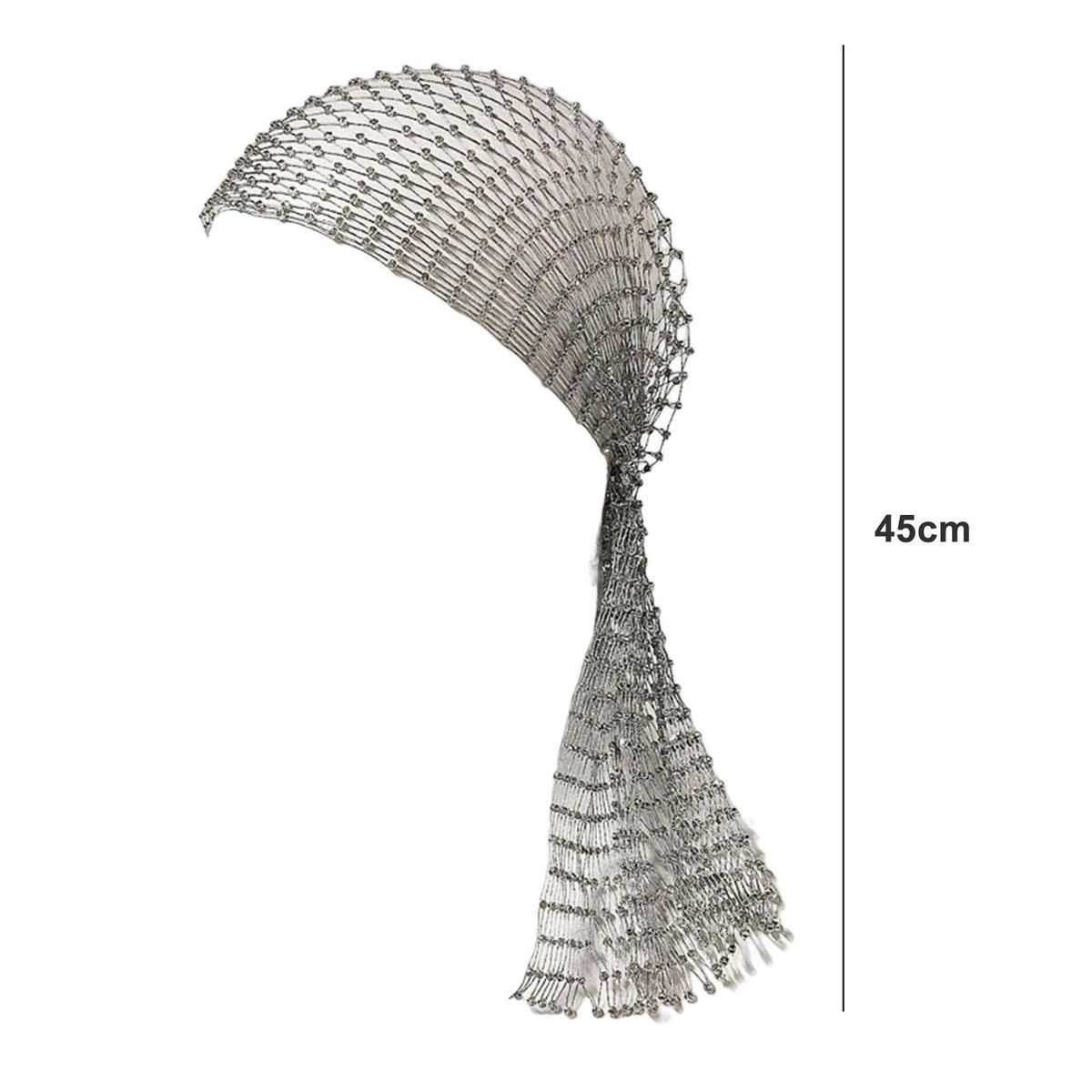 Adjustable Hair Tie Sparkling Rhinestone Elastic Snood Scarf for Prom Silver