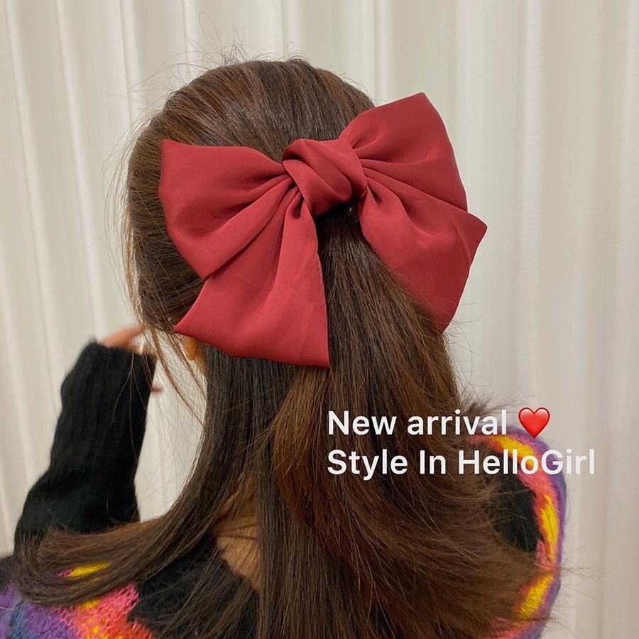 French retro satin big bow hairpin JK Japanese Korean version Lolita top clip back head hairpin head jewelry Turmeric (spring fingers)
