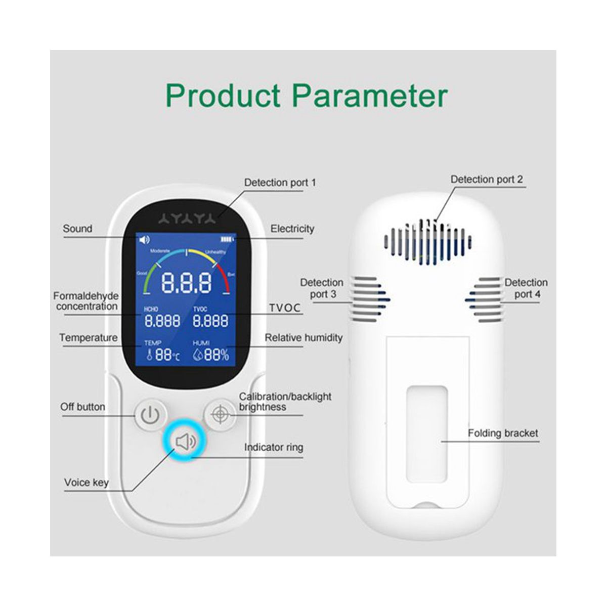 NOYAFA JMS12 Air Quality Monitor Formaldehyde TVOC Meter Portable Sensor Tester Temperature Humidity Detector