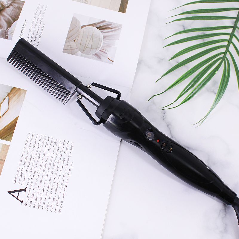 Black Unisex 2 In 1 Hot Hair Brush Straight Comb Beard Brush Curler Hair Dryer Hair Straightener G8