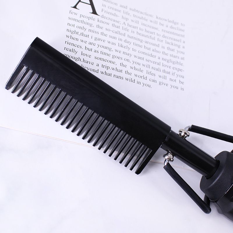 Black Unisex 2 In 1 Hot Hair Brush Straight Comb Beard Brush Curler Hair Dryer Hair Straightener G8