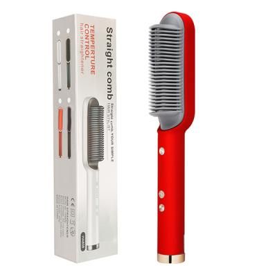 2 In 1 Hair Straightener Electric Hair Brush AU-Red