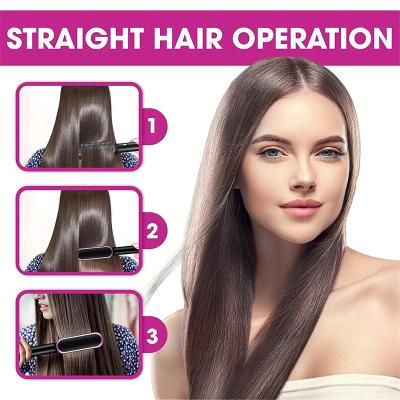 2 In 1 Hair Straightener Electric Hair Brush AU-Red