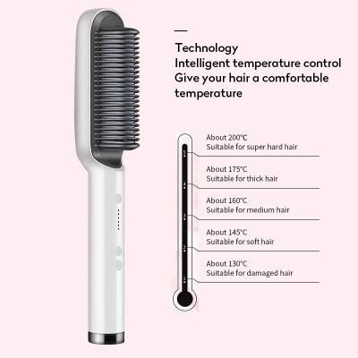 2 In 1 Hair Straightener Electric Hair Brush AU-Red