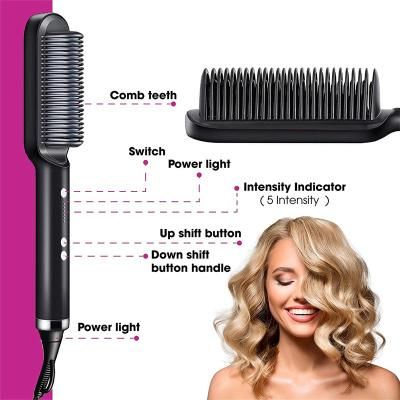 2 In 1 Hair Straightener Electric Hair Brush AU-Red