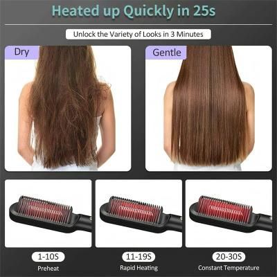 2 In 1 Hair Straightener Electric Hair Brush AU-Red