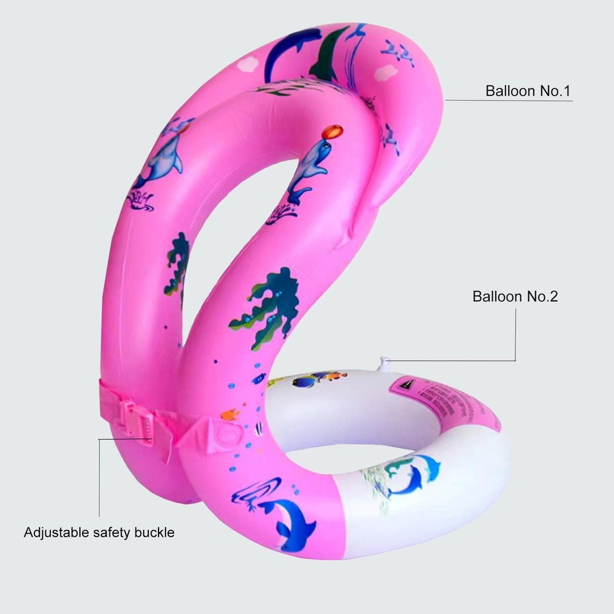 Inflatable Swim Vest Baby Adult Floating Swim Arm Rings Pink