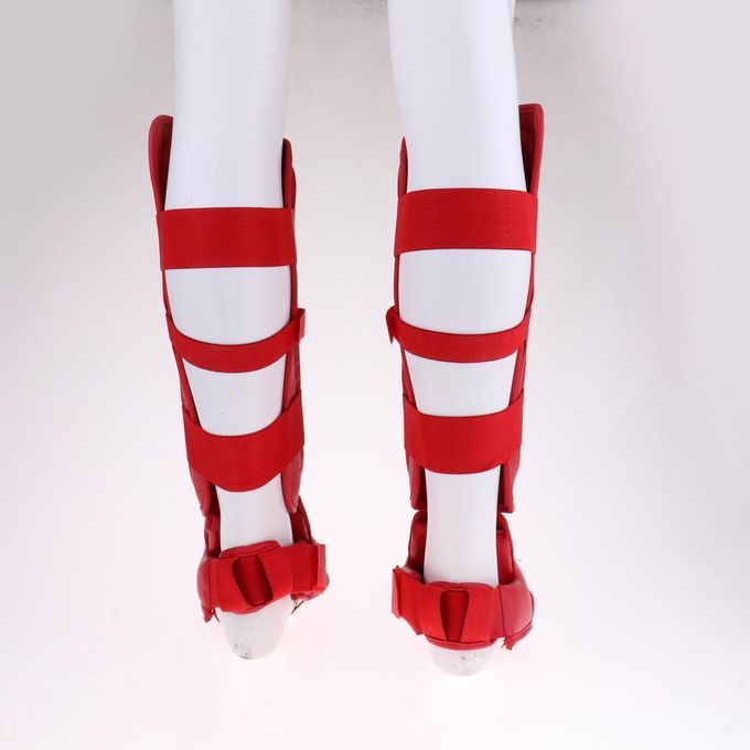 Taekwondo Karate MMA Shin Instep Guard Leg Foot Protector Pad L   Red