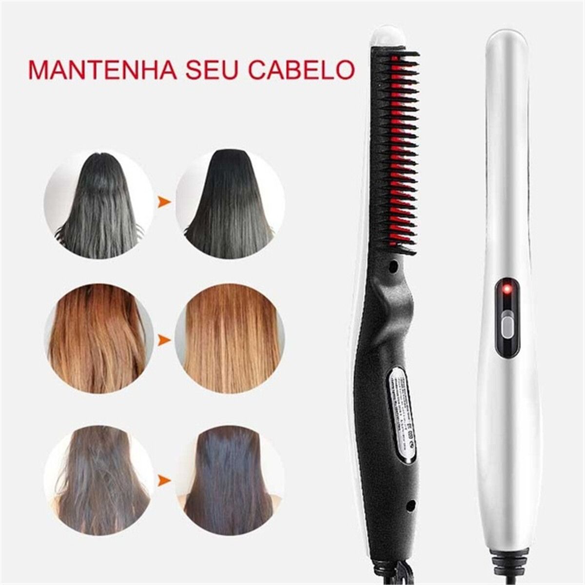 Electric Beard Straightener Comb Quick Heated Brush Styler For Men Women Travel Hair Styler UK Plug