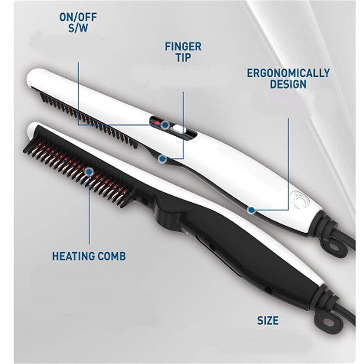 Electric Beard Straightener Comb Quick Heated Brush Styler For Men Women Travel Hair Styler UK Plug