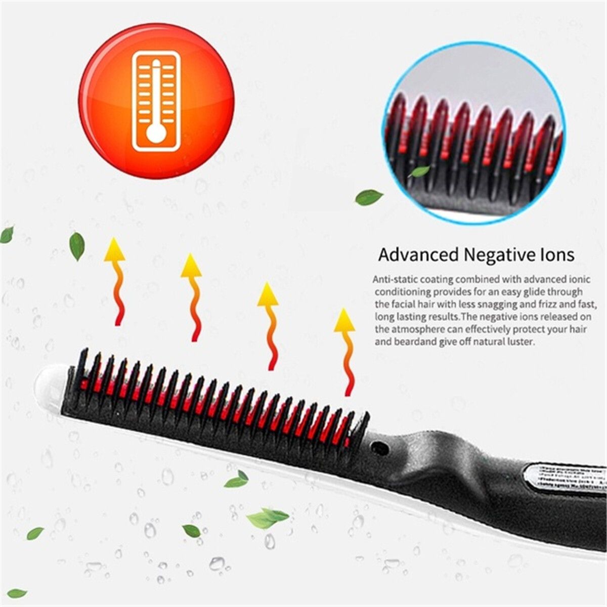 Electric Beard Straightener Comb Quick Heated Brush Styler For Men Women Travel Hair Styler UK Plug
