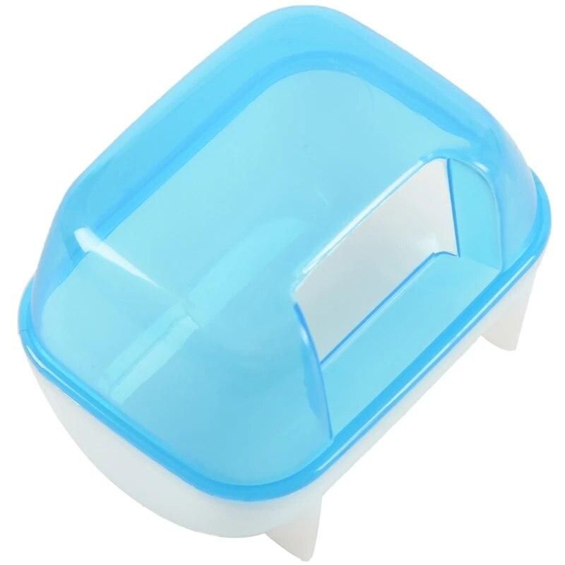 NEW Pet Hamster Bathroom Bath Sand Room Sauna Toilet Blue White 10x7x7cm