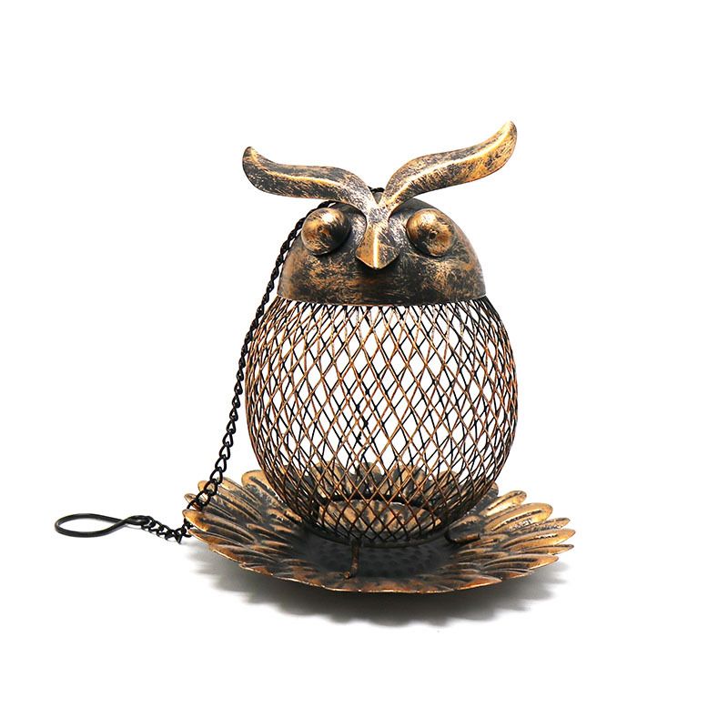New Outdoor Garden Wrought Iron Owl Hummingbird Bird Feeder