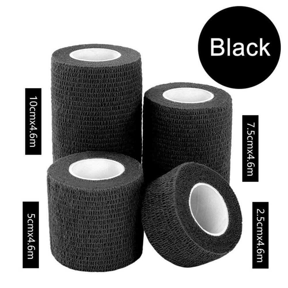 3Rolls Waterproof Bandage Gauze Wraps Elastic Adhesive First Aid Tape Stretch Black XL Black Extra Large