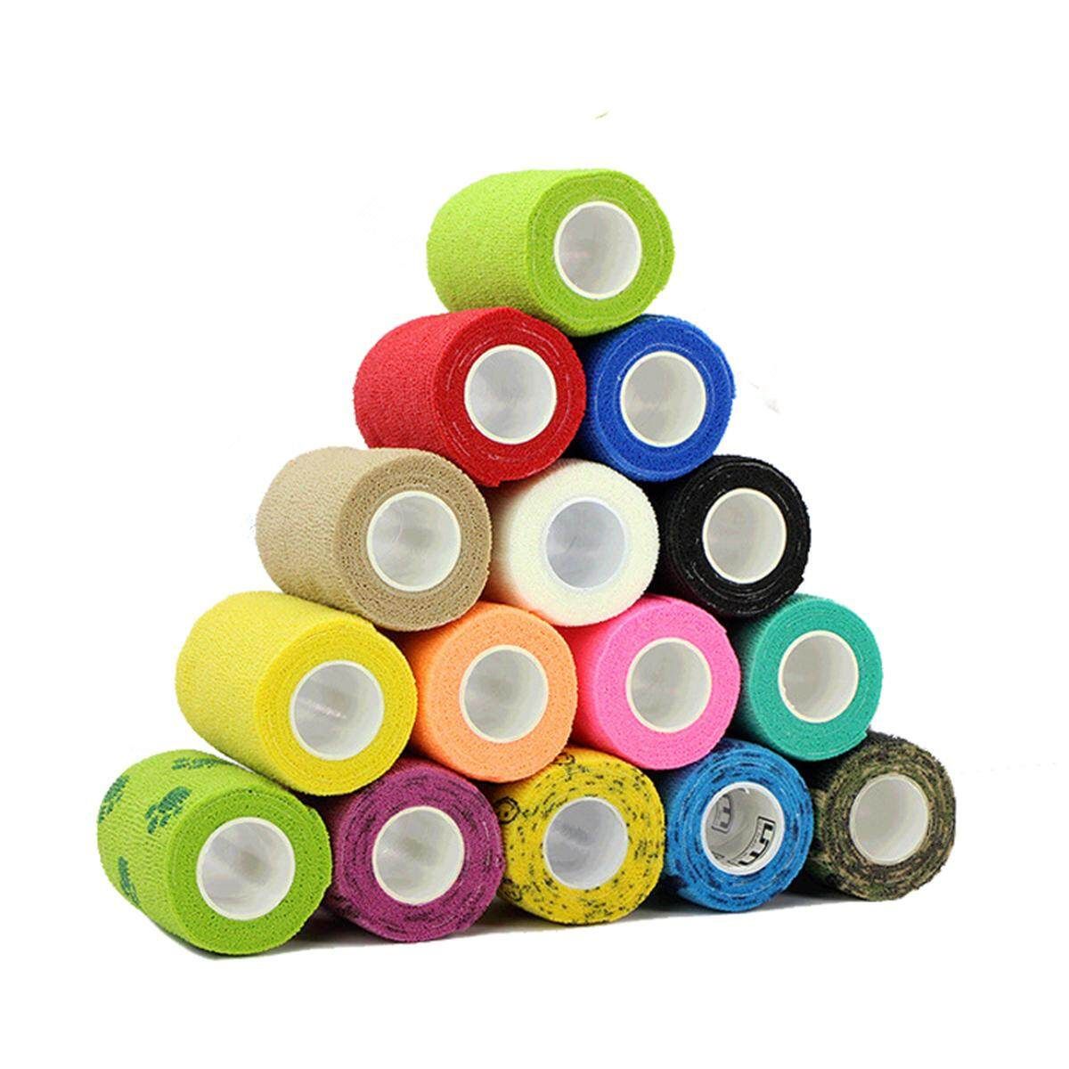 3Rolls Waterproof Bandage Gauze Wraps Elastic Adhesive First Aid Tape Stretch Black XL Black Extra Large