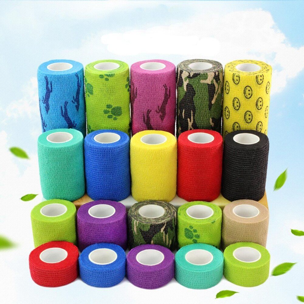 3Rolls Waterproof Bandage Gauze Wraps Elastic Adhesive First Aid Tape Stretch Black XL Black Extra Large