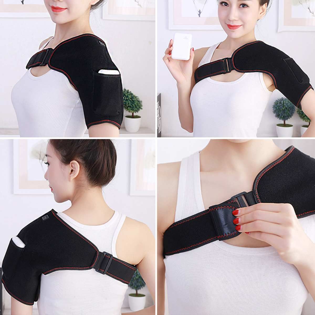 Usb Electric Heated Shoulder Support Wrap Adjustable Pad