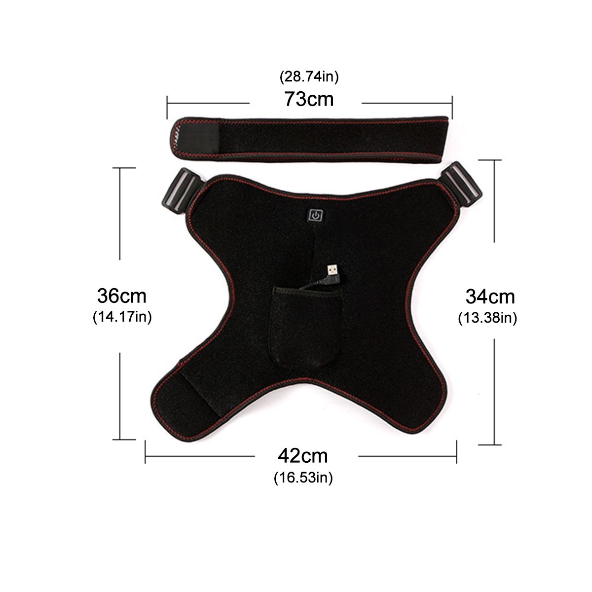 Usb Electric Heated Shoulder Support Wrap Adjustable Pad