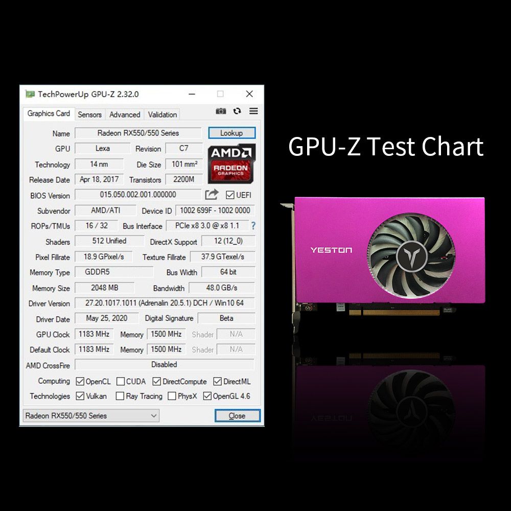 RX550-2G 4HD 4-Screen Graphics Card Support Split