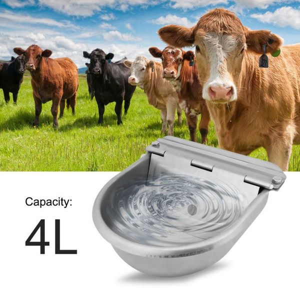 4L Stainless Steel Water Trough Bowl Automatic Drinking For Horses Go