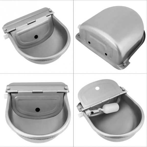 4L Stainless Steel Water Trough Bowl Automatic Drinking For Horses Go