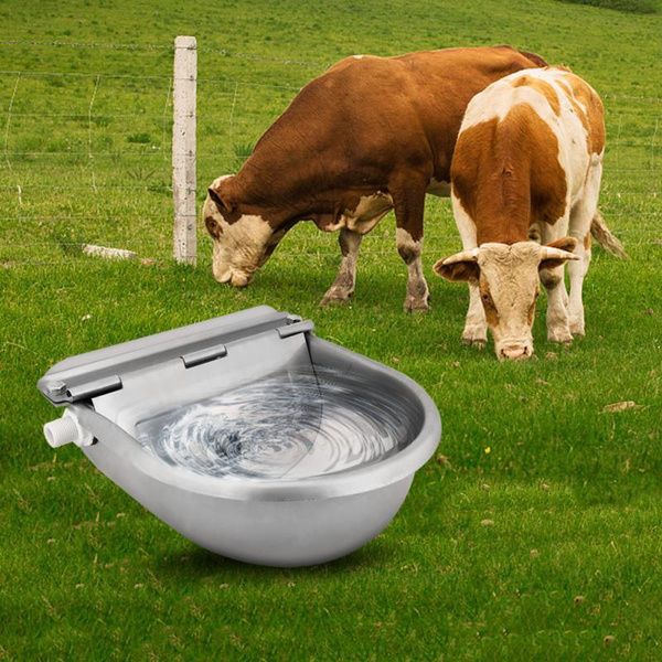 4L Stainless Steel Water Trough Bowl Automatic Drinking For Horses Go