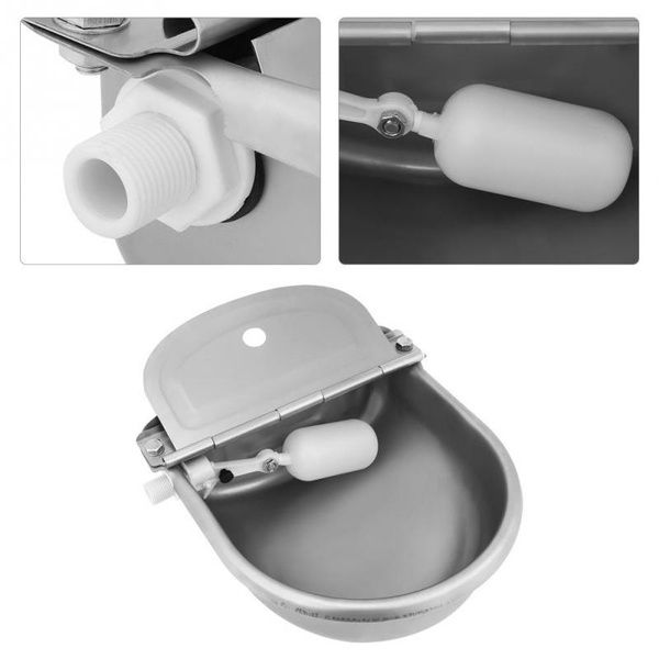 4L Stainless Steel Water Trough Bowl Automatic Drinking For Horses Go