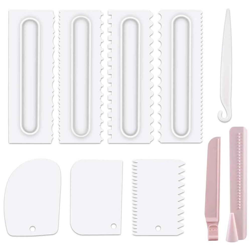 Cake Scraper Set of 9 Packs,Cake Decorating Comb and Icing Smoother, Plastic Sawtooth Cake Scraper Polished