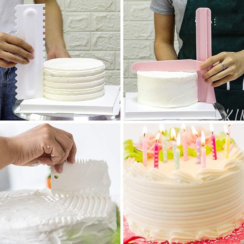 Cake Scraper Set of 9 Packs,Cake Decorating Comb and Icing Smoother, Plastic Sawtooth Cake Scraper Polished