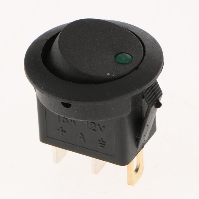 5 Pieces 12V 16A 3-PIN Dot Led Round Rocker Toggle Switch Green Light