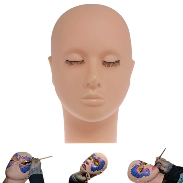 Mannequin Flat Head Silicone Practice False Eyelash Make Up