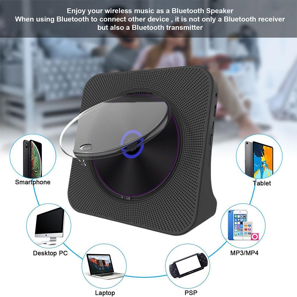 Home CD Player Bluetooth-compatible Fm Radio Wall Mountable Retro Portable 3.5mm Audio Music Disc AlPlayer For Phone Tablet