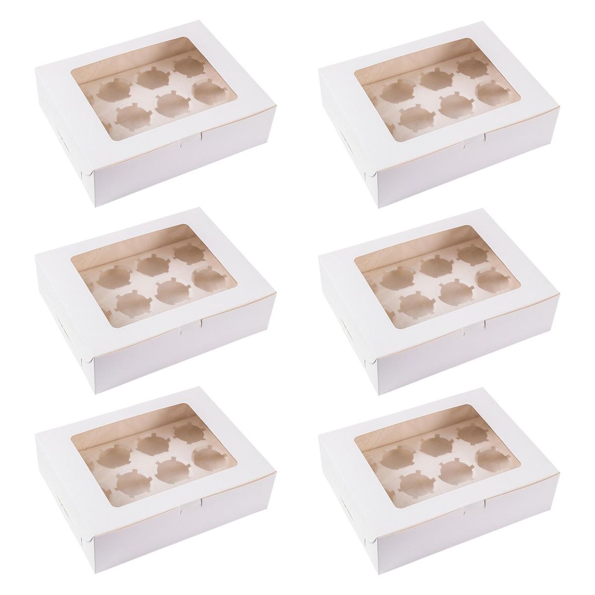 Cupcake Box Cupcake Gift Set 6 Boxes with Window Liners More Tool-free