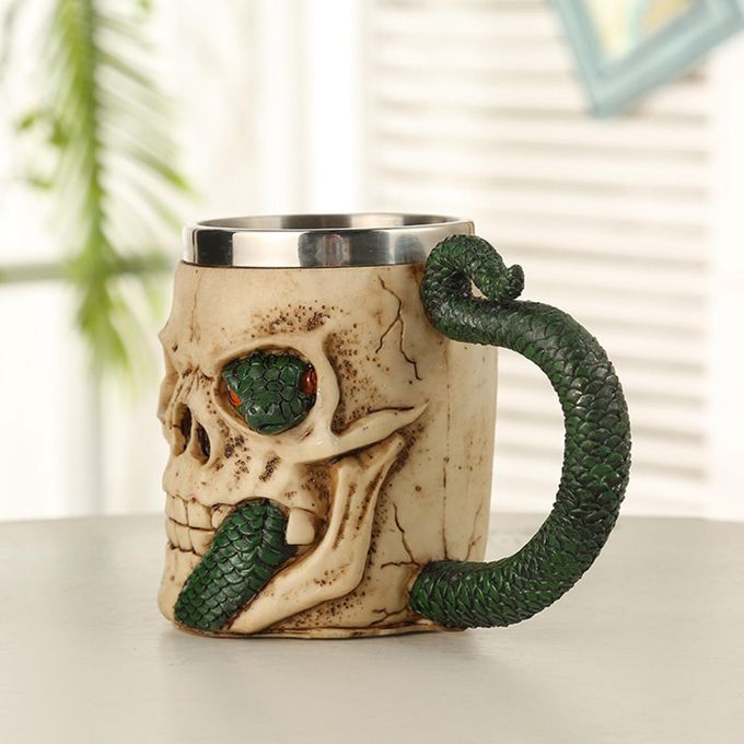 Resin Stainless Steel Coffe Mug Skull Mug Halloween Coffee Cup