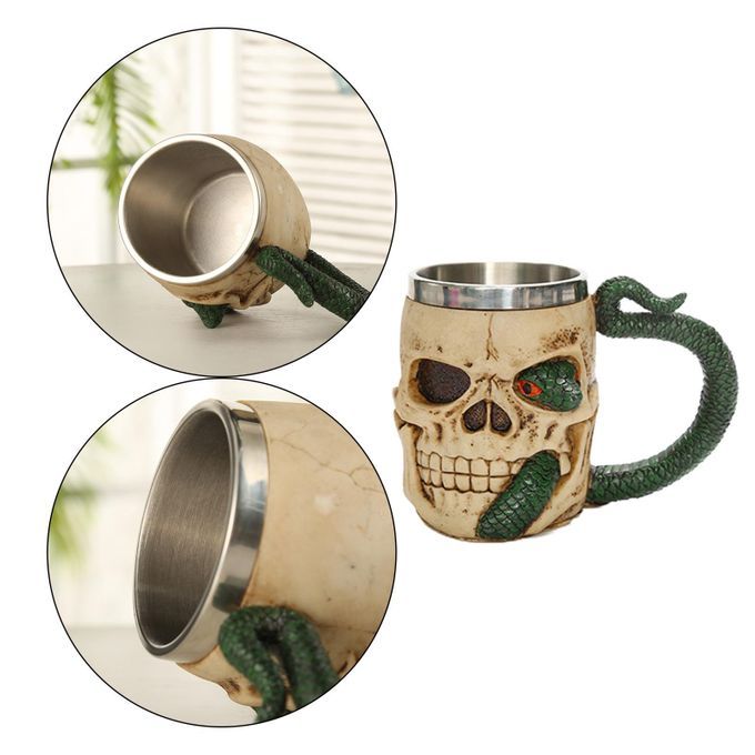 Resin Stainless Steel Coffe Mug Skull Mug Halloween Coffee Cup
