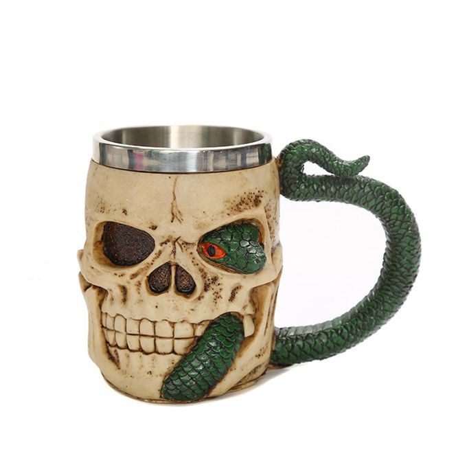 Resin Stainless Steel Coffe Mug Skull Mug Halloween Coffee Cup