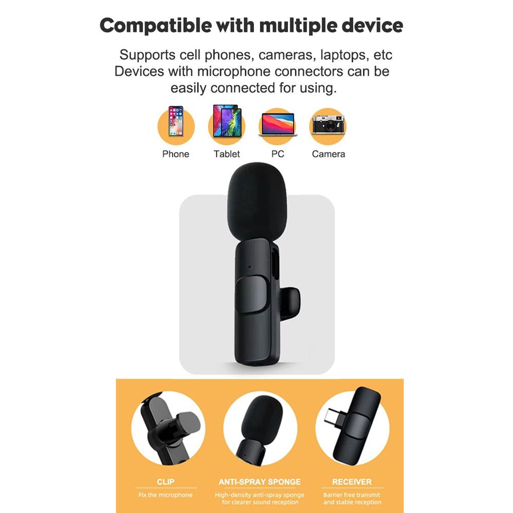 Wireless Lavalier Microphone Portable Audio Video Recording