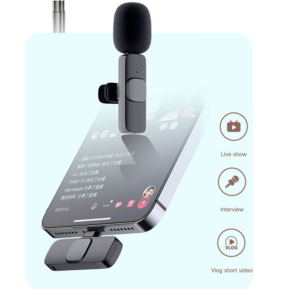 Wireless Lavalier Microphone Portable Audio Video Recording