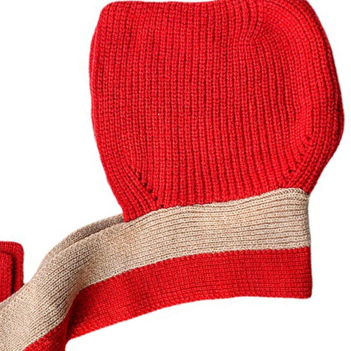 Scarf Hat Autumn Winter Women Knitting Hooded Scarf Red