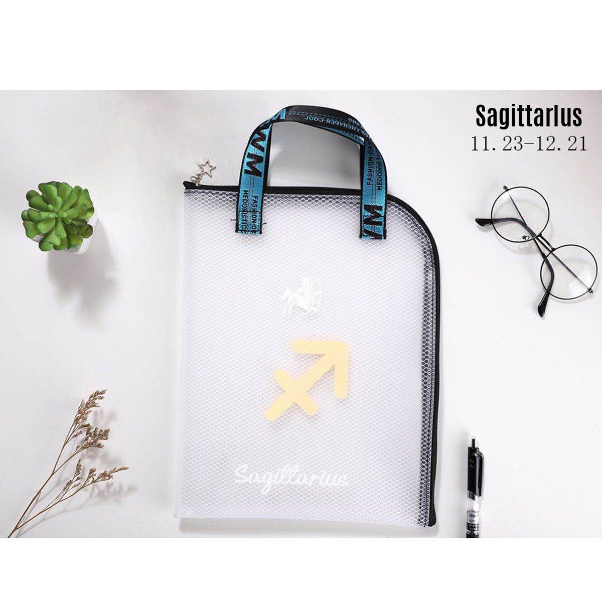 1pc Twelve Constellations EVA Zipper File Bag A4 Transparent