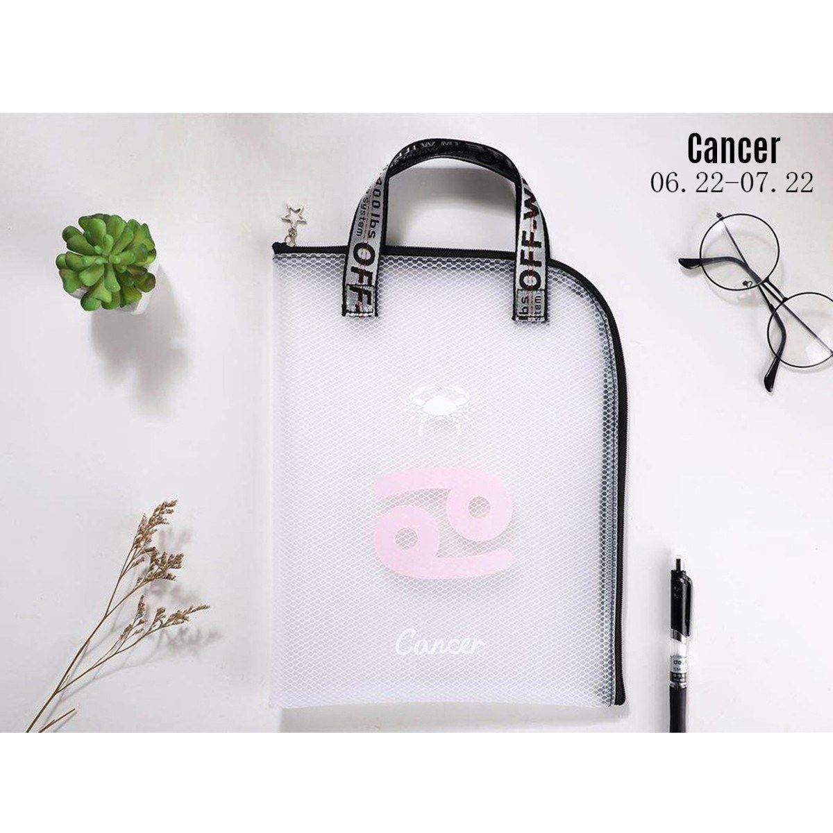 1pc Twelve Constellations EVA Zipper File Bag A4 Transparent