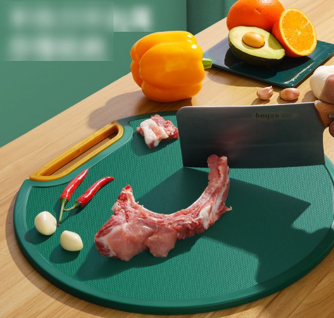 Thick Solid Green Round Non Slip Kitchen Cutting Board.