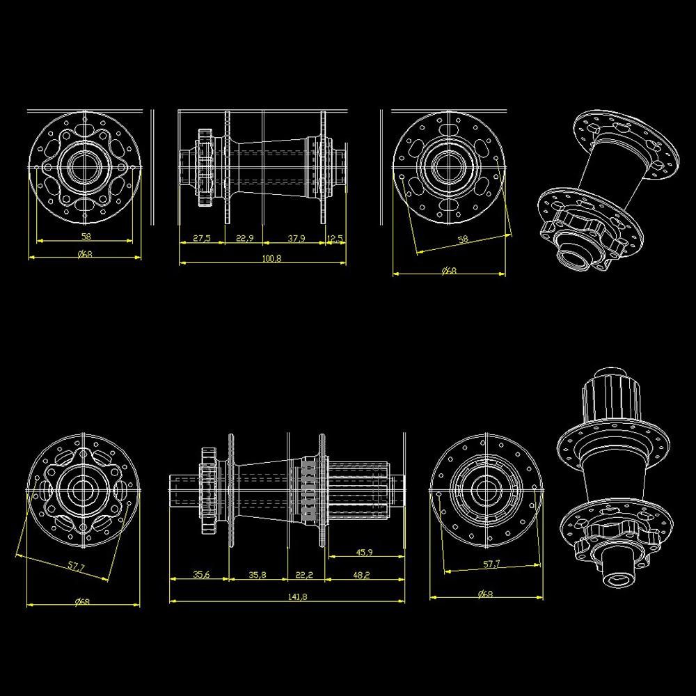 6 Bolts Disc Brake Hubs Aluminum Alloy Mountain Bike Bicycle Front and Rear Hub Set 32 Holes for HG System